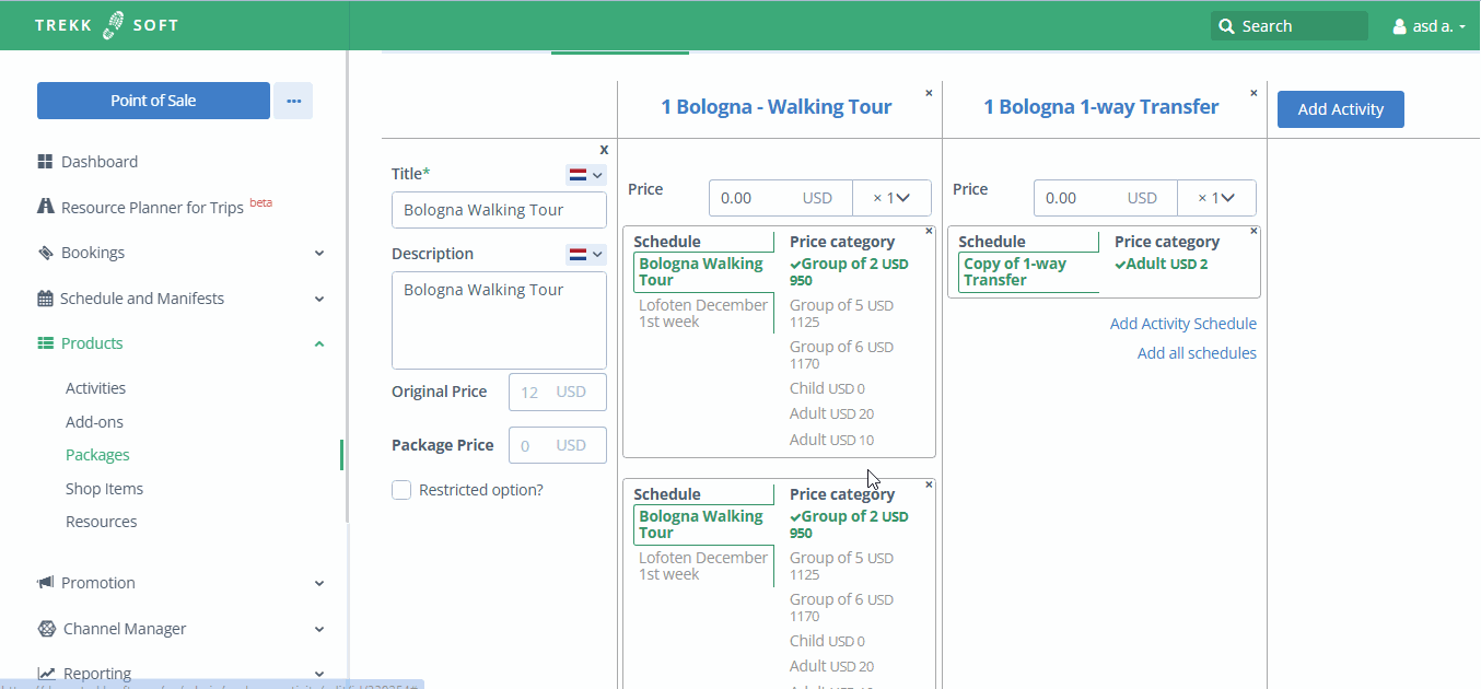 Add schedule to package