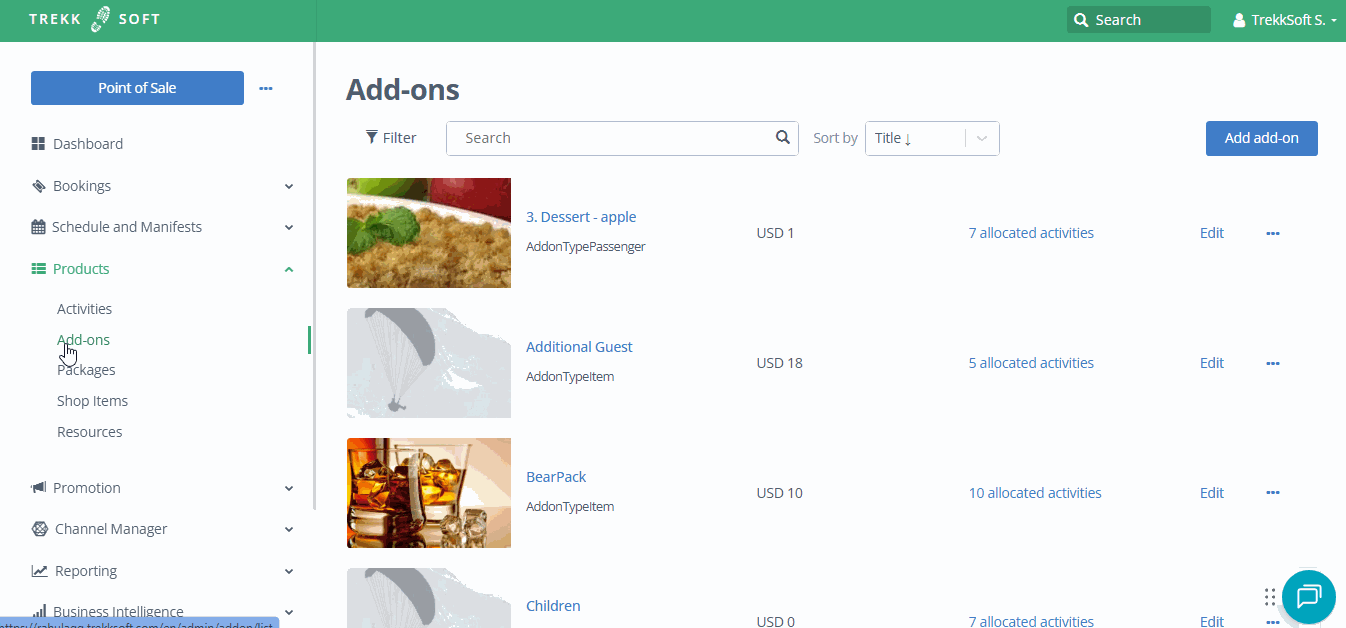 Add-ons down payment