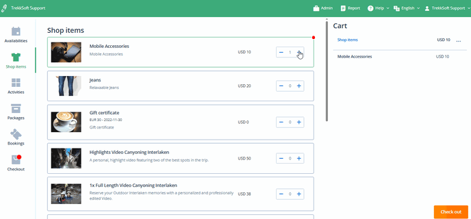 Add-remove shop items to cart