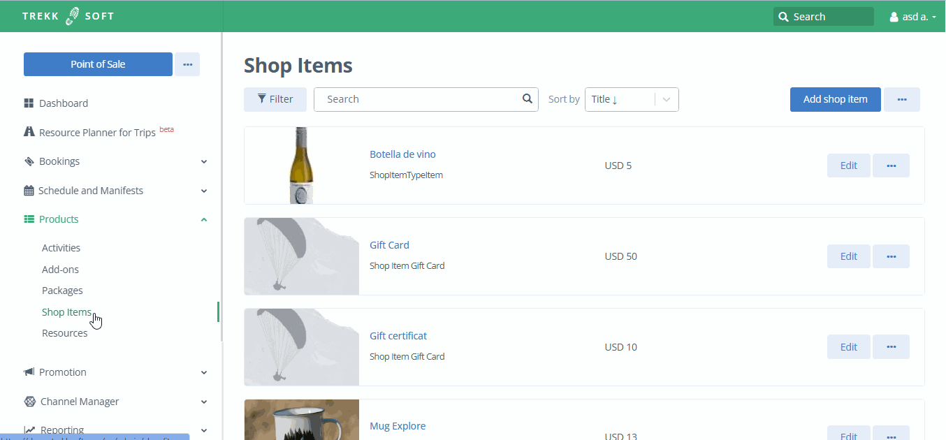 Create shop item category