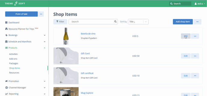 Customize shop ticlets