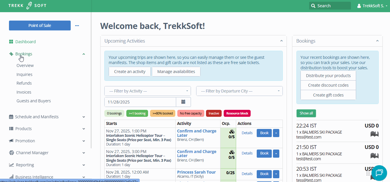 Filter outstanding bookings