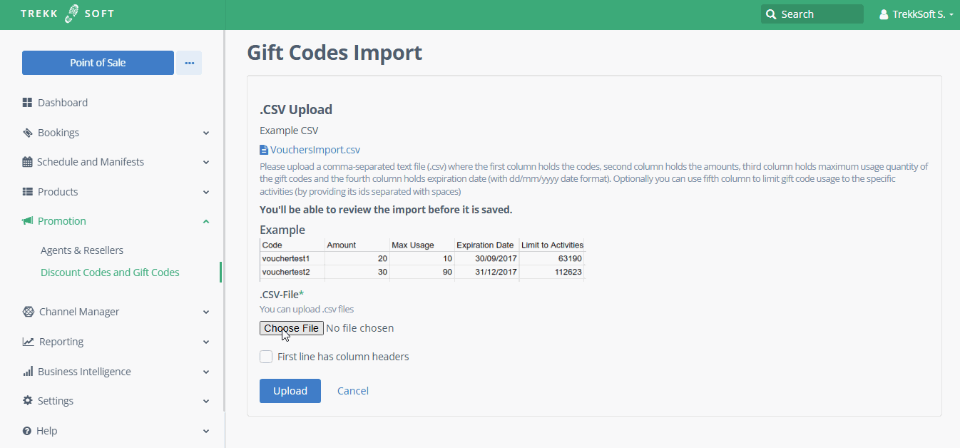 Import duplicate gift card codes