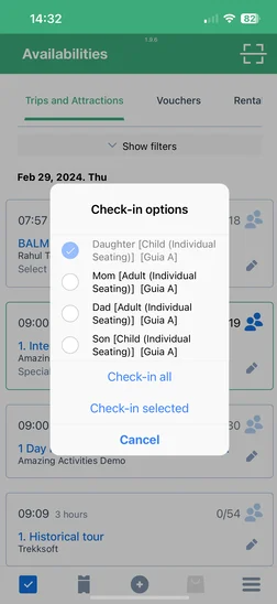 More flexibility for the check-in on the mPOS app