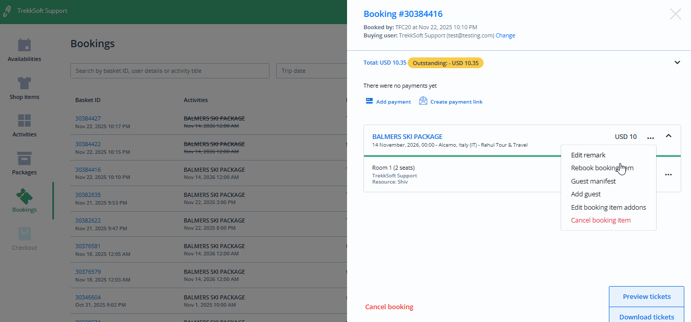 POS-rebook same activity-different price category