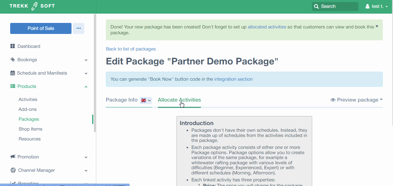 Partner package-Allocate activities