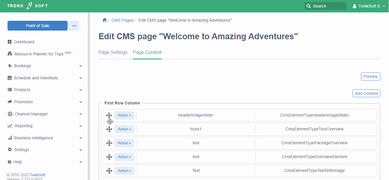 Sequence of page contents