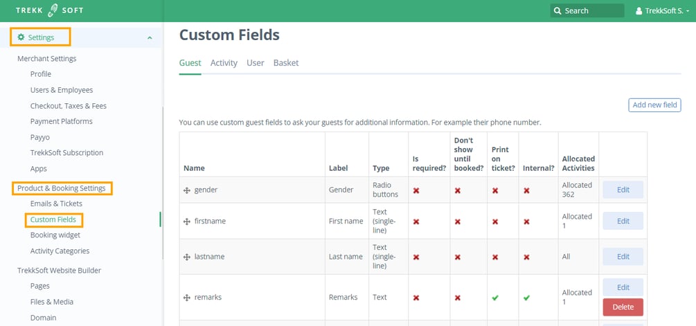 How to use custom fields to get specific guest information