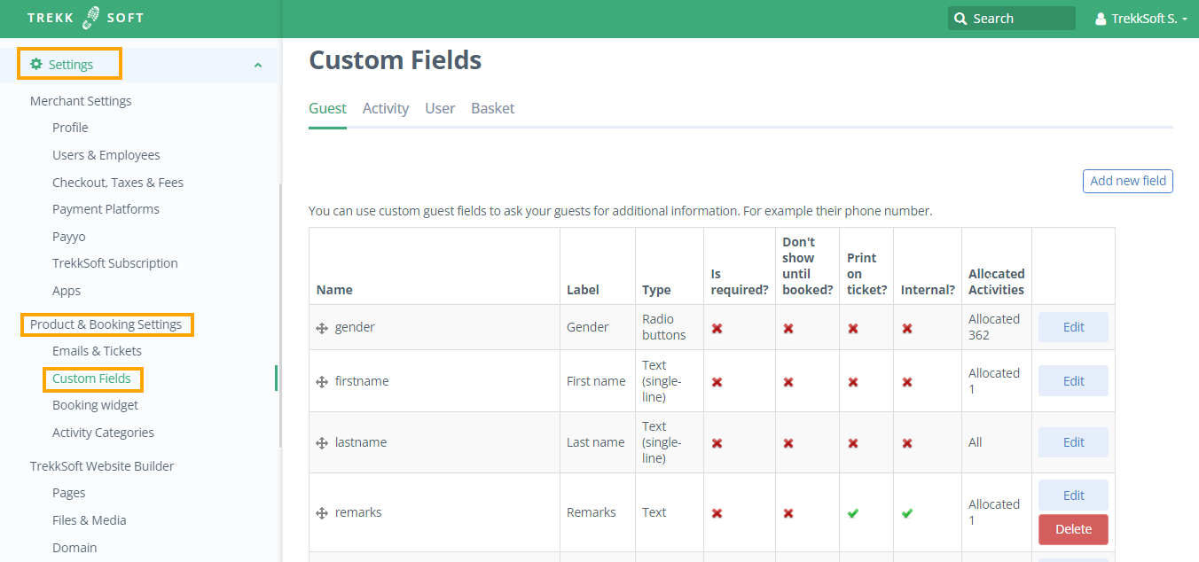 How to use custom fields to get specific guest information
