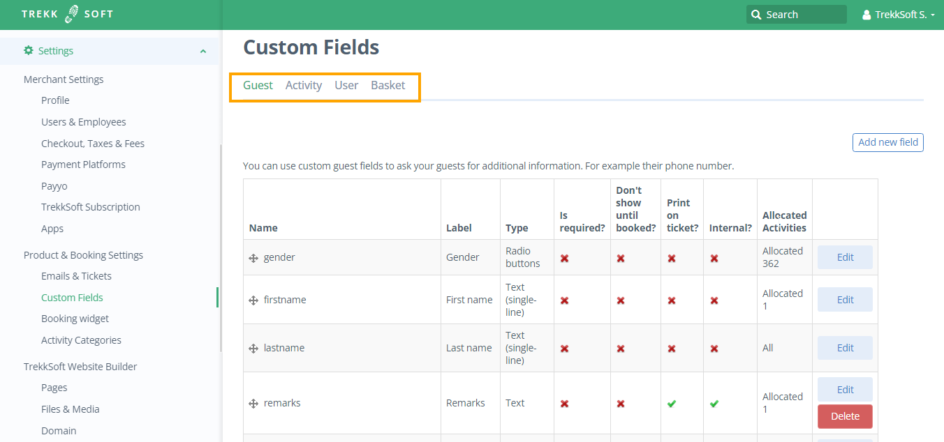 How to use custom fields to get specific guest information