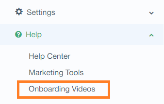 onboarding videos in help section