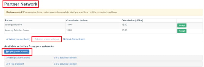 partner activities export